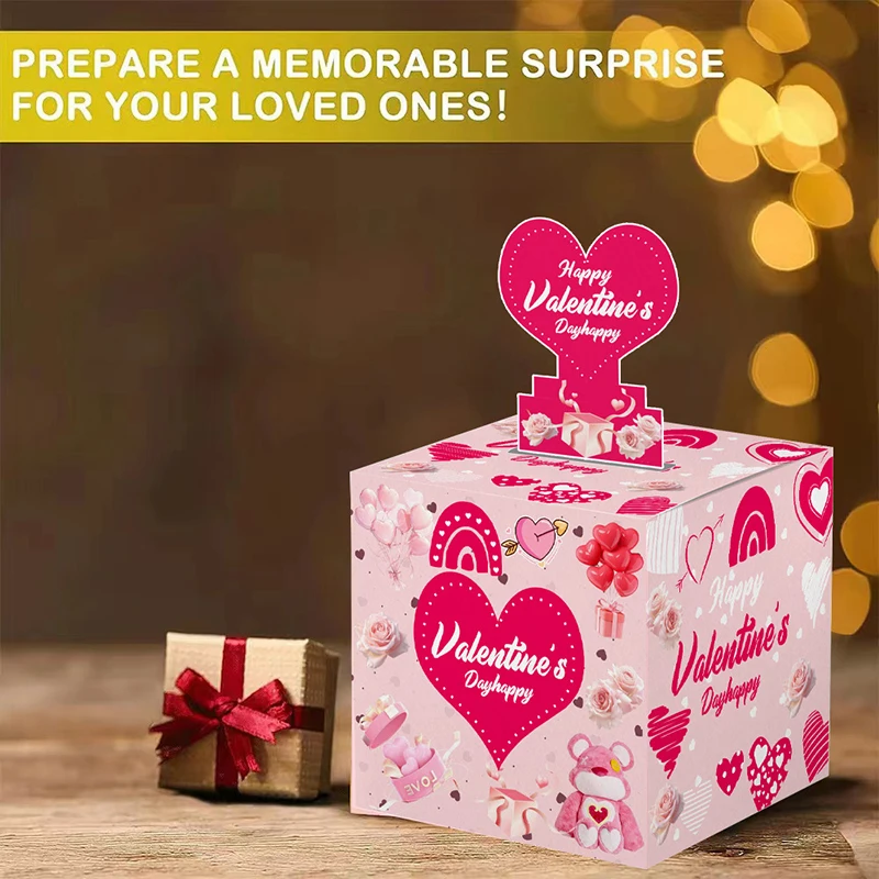 Valentine's Day Surprise Money Pull Box Festival Cash Gift Box With Cake Card Fun Creative Pumping Money Box Holiday Party Gift