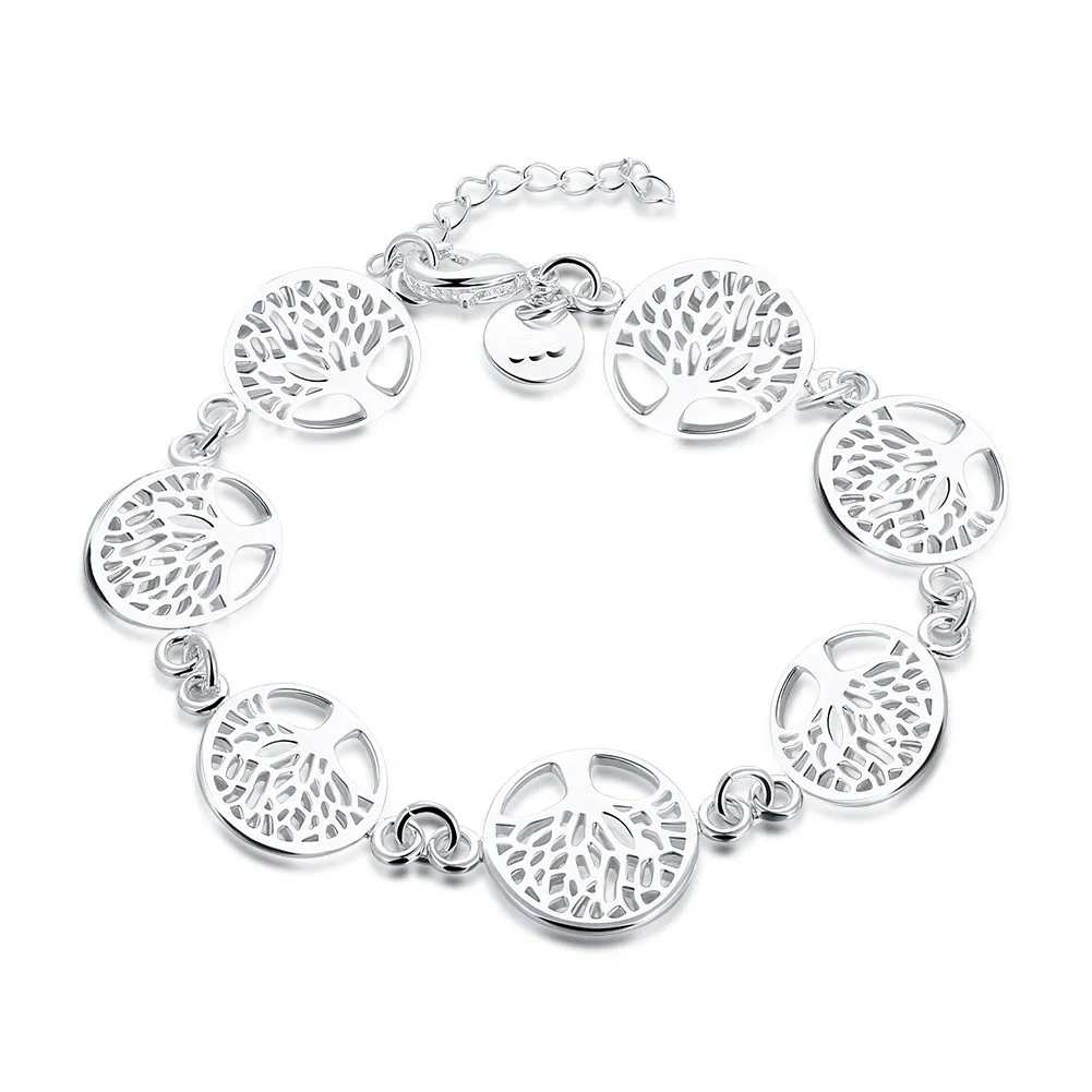 Pulsera Árbol de la vida de pulsera de plata de ley 925 para mujer, joyería de compromiso, regalos