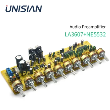 UNISIAN Audio Equalizer Board LA3607 NE5532 EQ Treble Treble Bass Midrange Equalization Board with 10 Way Tone Control for AMP