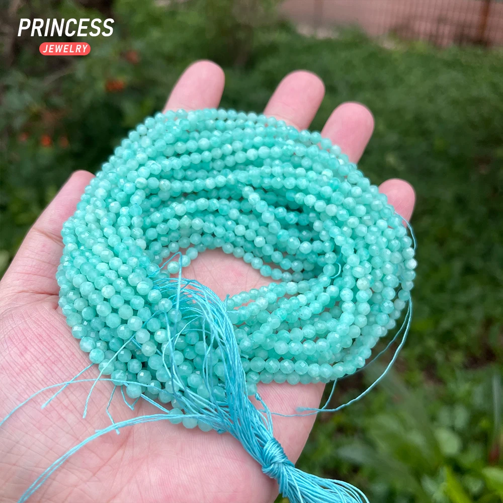 A++ Natural Mozambique Amazonite Faceted Beads 3 4 5mm Seed Beads for Jewelry Making Bracelets Wholesale DIY Accessories