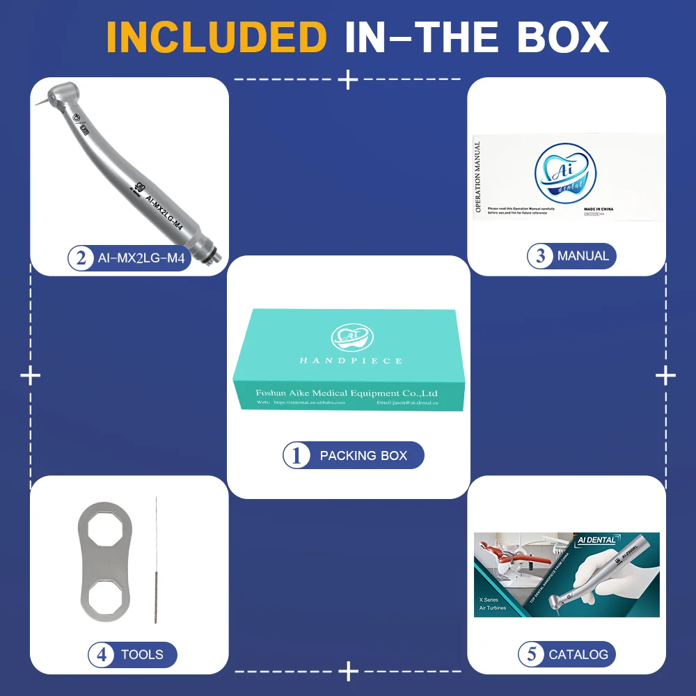 AI-MX2LG/-MX3LG/-MX45LG Dental Self-Power e-generator LED szybka prostnica 2/4 otwory Mini/standardowa/45 ° głowica turbina powietrzna nowość