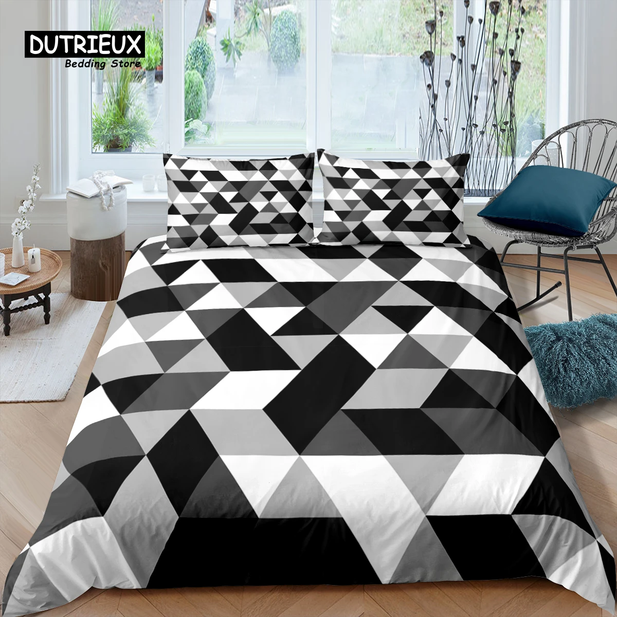 Home Living Luxury 3D Geometric Lattice Bedding Set Duvet Cover Pillowcase Kids Bedding Set Queen and King EU/US/AU/UK Size