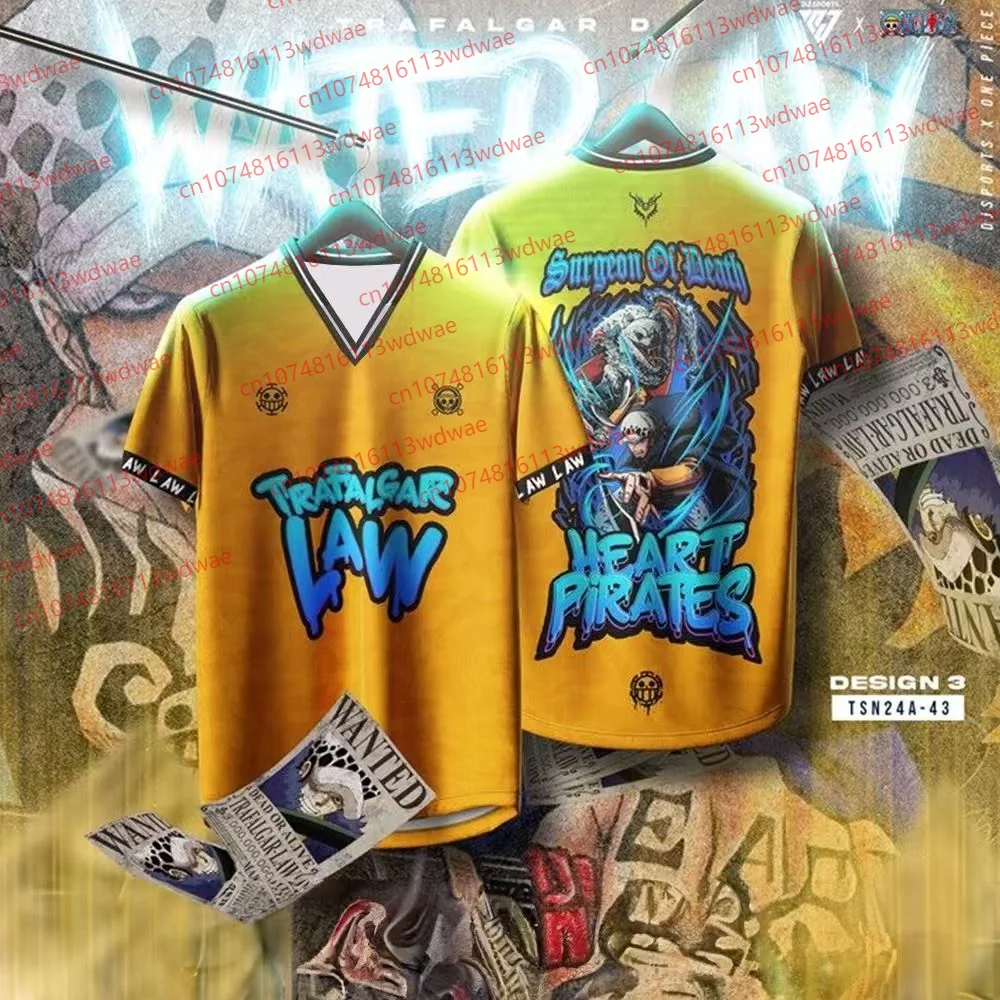 انمي ياباني قطعة واحدة قصيرة الأكمام جيرسي للجنسين لوفي ايس زورو وايتبيرد شانكس تي شيرت مطبوع الصيف فضفاض سترة رياضية علوية