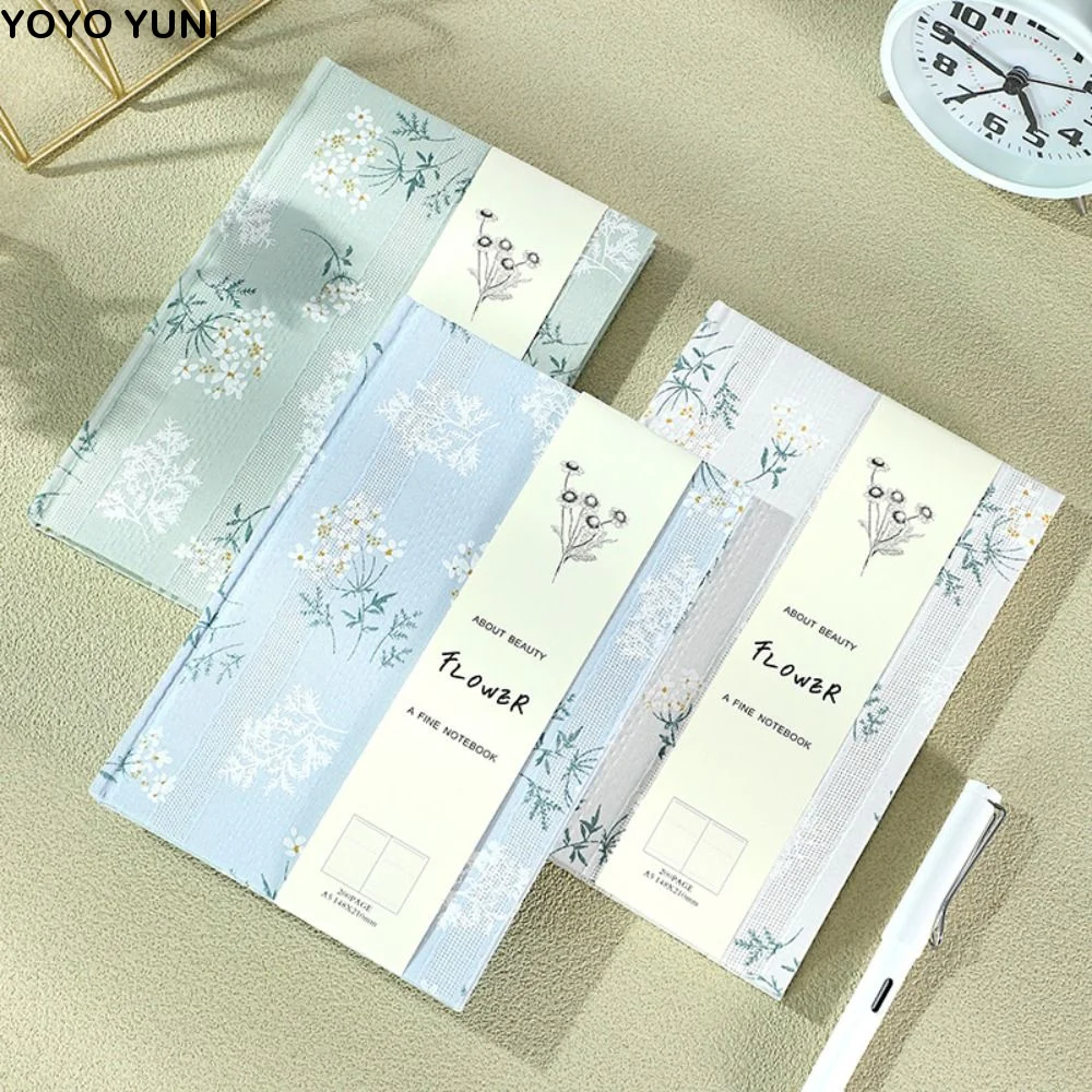 Stylish A5 Cloth Notebook Fabric Cover Morandi Embroidered Notebook Compact Cotton Cloth Binding Printed Notepad Stationery
