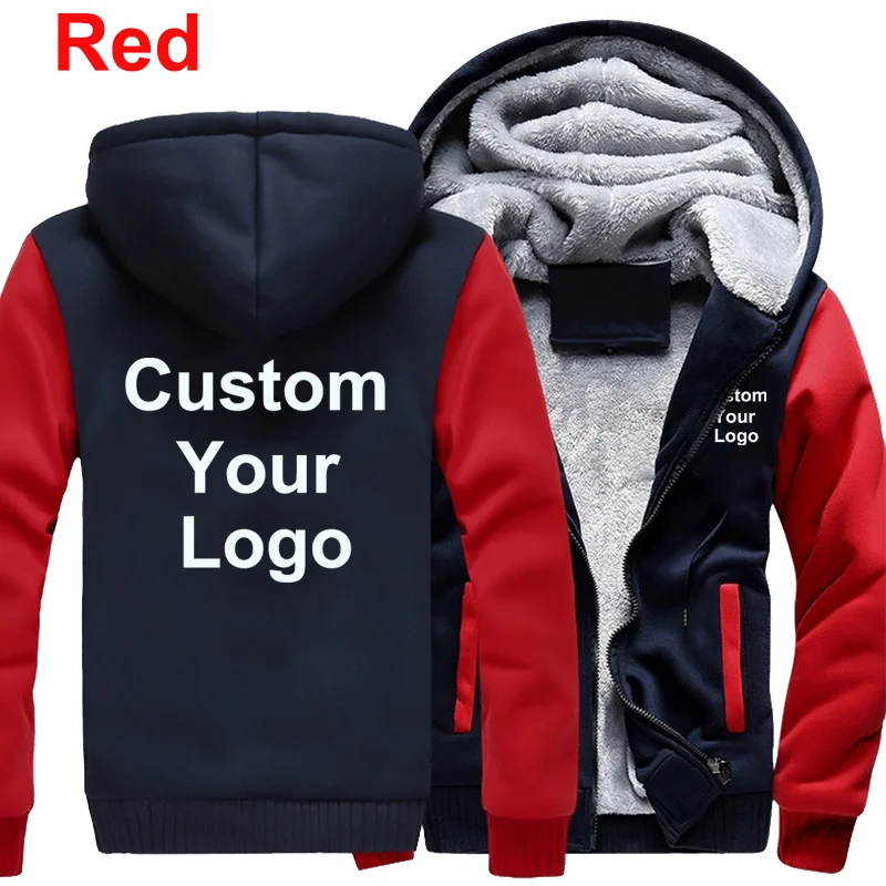 Winter Custom Your Logo Hoodies Warm Men Fashion Jacket Outdoor Casual Thicken Sweatshirts Men Coat