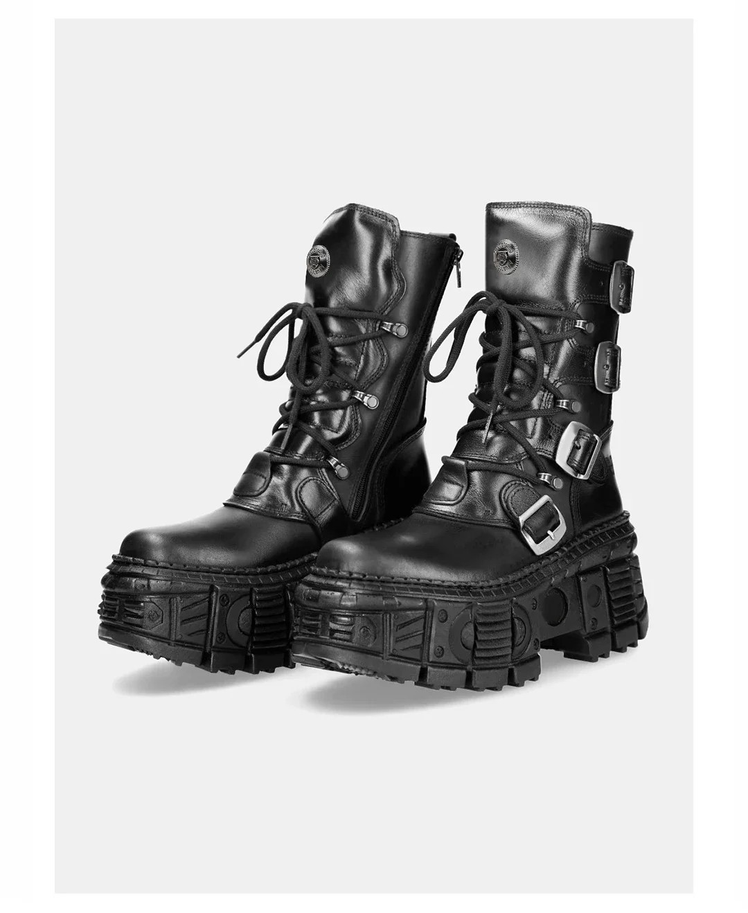 Botki do połowy łydki w stylu retro casual z 2025 roku, ciemne punkowe buty rockowe dla mężczyzn i kobiet, gruba podeszwa, metalowe buty w stylu ulicznym, buty rycerskie.