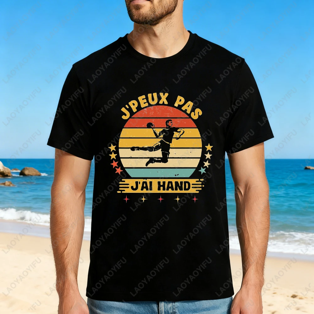 Handball Player Vintage Design Unisex Cotton T-Shirt Summer Beach Casual Wear Sport Fan Gift