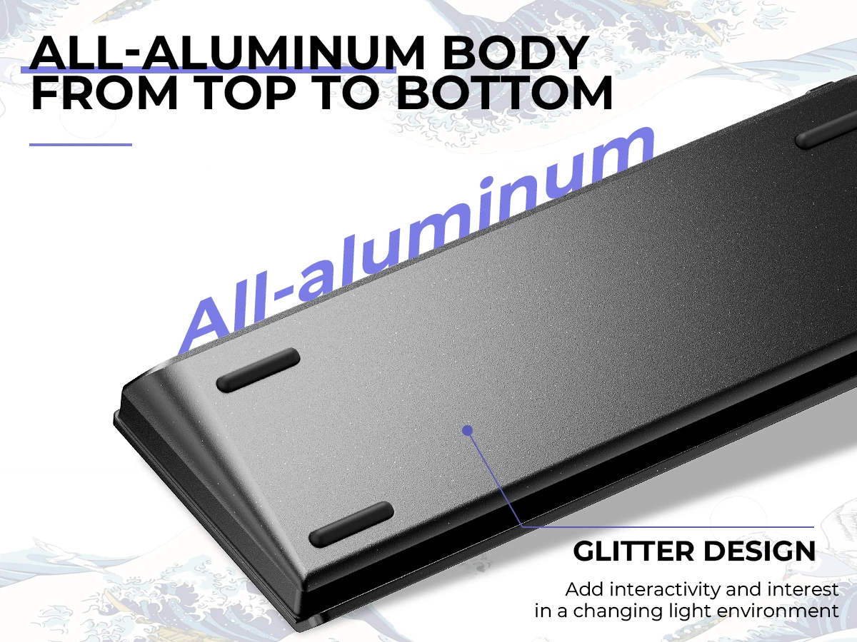 XVX H61 Kanagawa CNC الألومنيوم 60% لوحة المفاتيح الميكانيكية السلكية الساخنة مبادلة مفاتيح RGB كاملة مع أغطية المفاتيح PBT