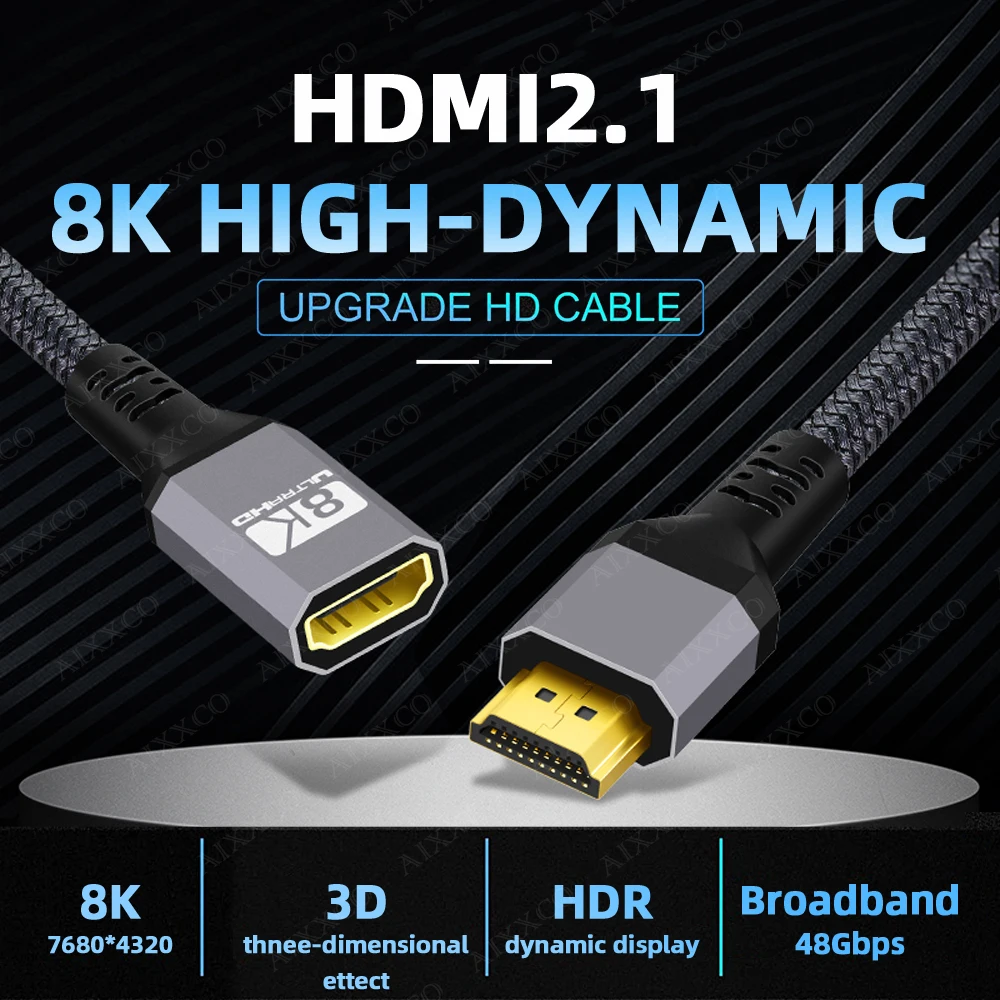 

HDMI 2.1 Extension Cable 8K HDMI 2.1 Extender Cable 48Gbps HDMI Male to Female Cable for PS4 HDMI Switch HDMI Extender