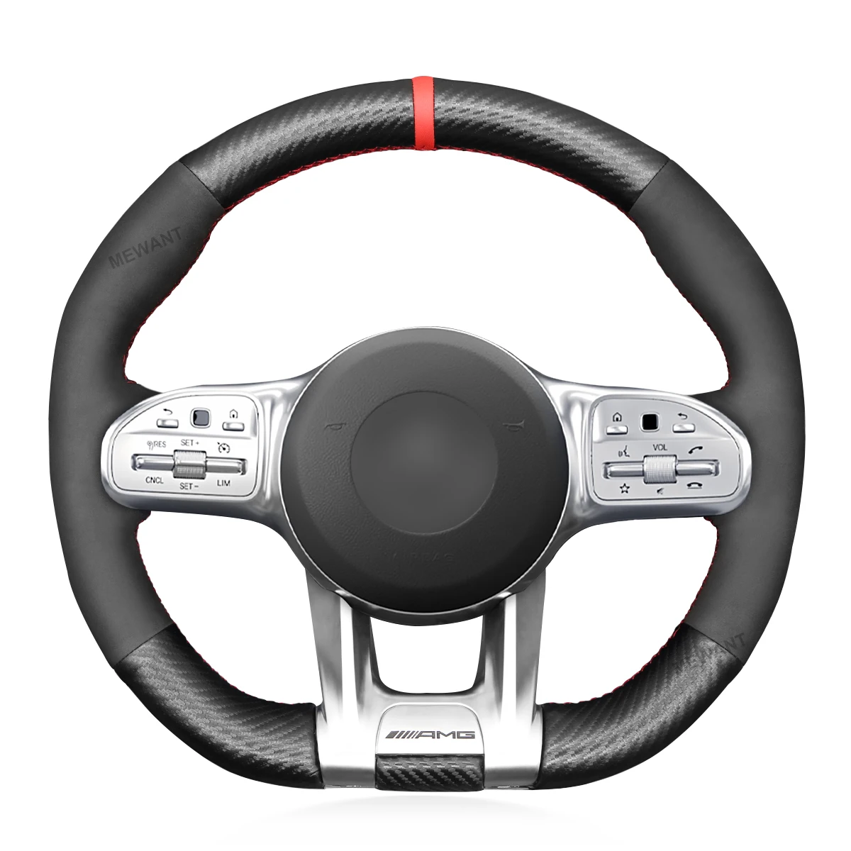 

Mewant Carbon Fiber Suede Car Steering Wheel Cover for Mercedes-Benz AMG A35 GT C63 Coupe C43 C63 C63S CLA35 CLA45 CLS53 E53 E63