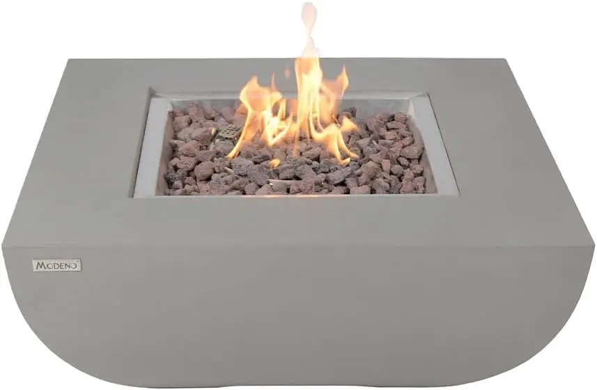 

Concrete Fire Pit 34" x 34" Outdoor Patio Firepit Includes Lava Rocks Modern Fire Pits & Outdoor Fireplaces for Garden, Deck