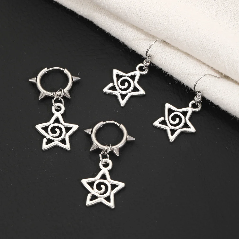 Korean Fashion Cute Star Swirl Earrings Gothic Charms Rivet Earrings For Women Punk Grunge Jewelry Vintage Accessories Cool