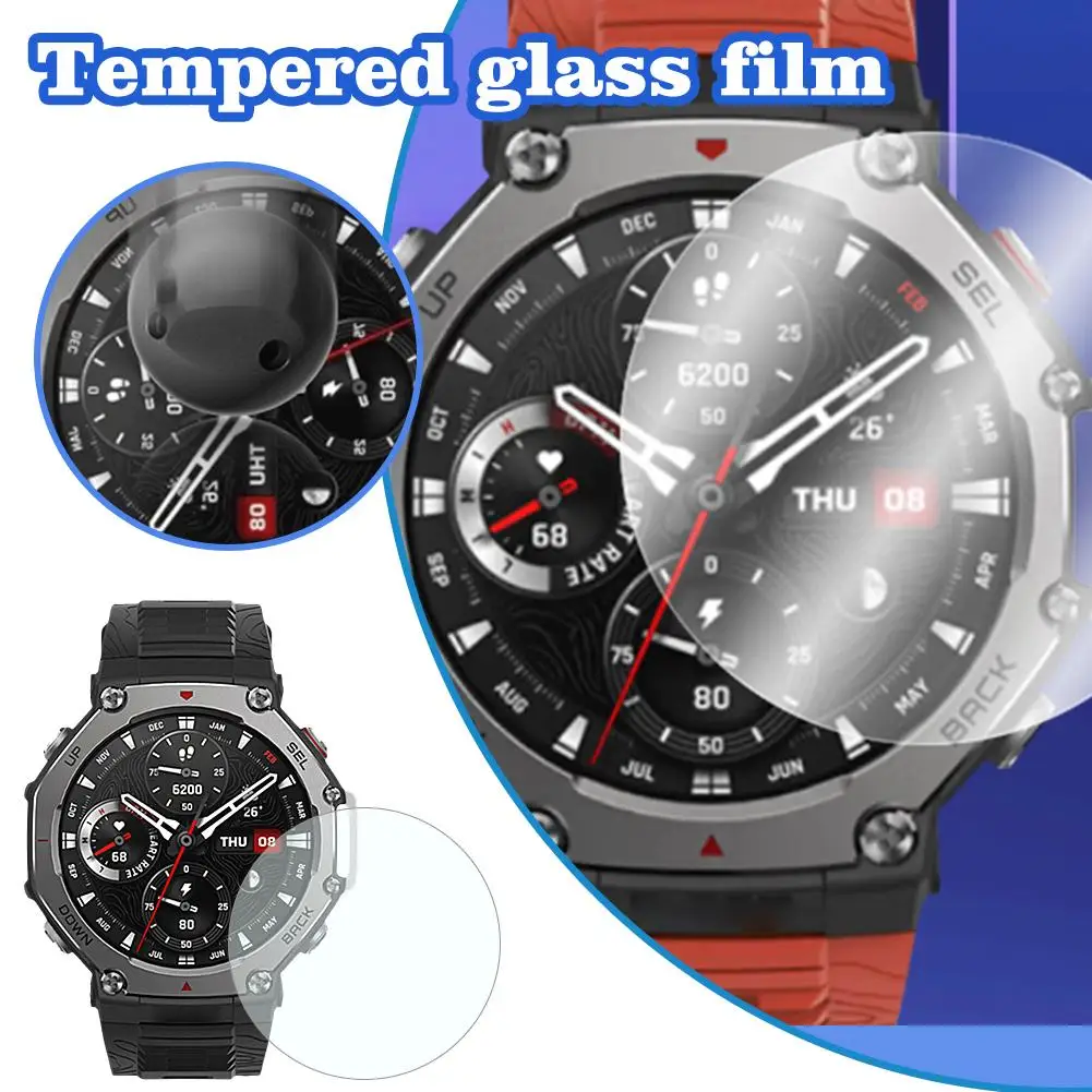 For AMAZFIT T-Rex 3 Tempered Film High Hardness HD Clear Screen Film Accessorie Protector Scratch-resistant Watch Film Anti C0Y8