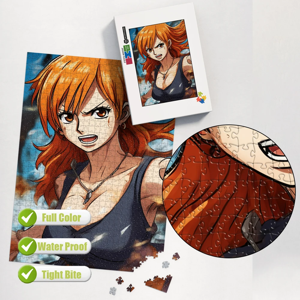One Piece Nami 1000 Pieces Jigsaw Puzzles Set Logical Mind Exercise Brain Challenge Game Educational Toy Gifts for Teens Adults