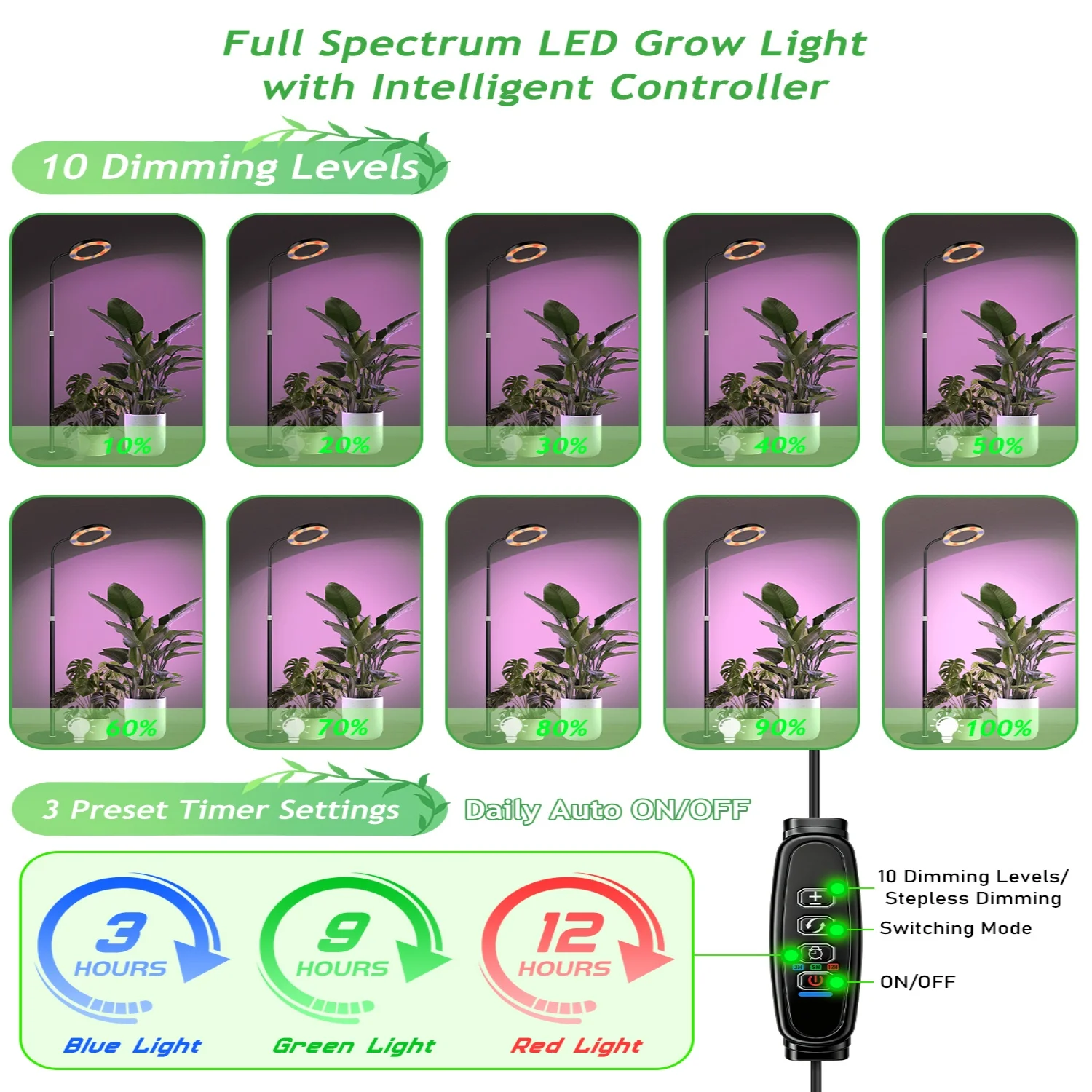 ترايبود نمو النبات مصباح للتحويل درجة حرارة اللون 4 ألوان USB Led تنمو ضوء 5 فولت توقيت التحكم 3/9/12 ساعة مصباح أرضي