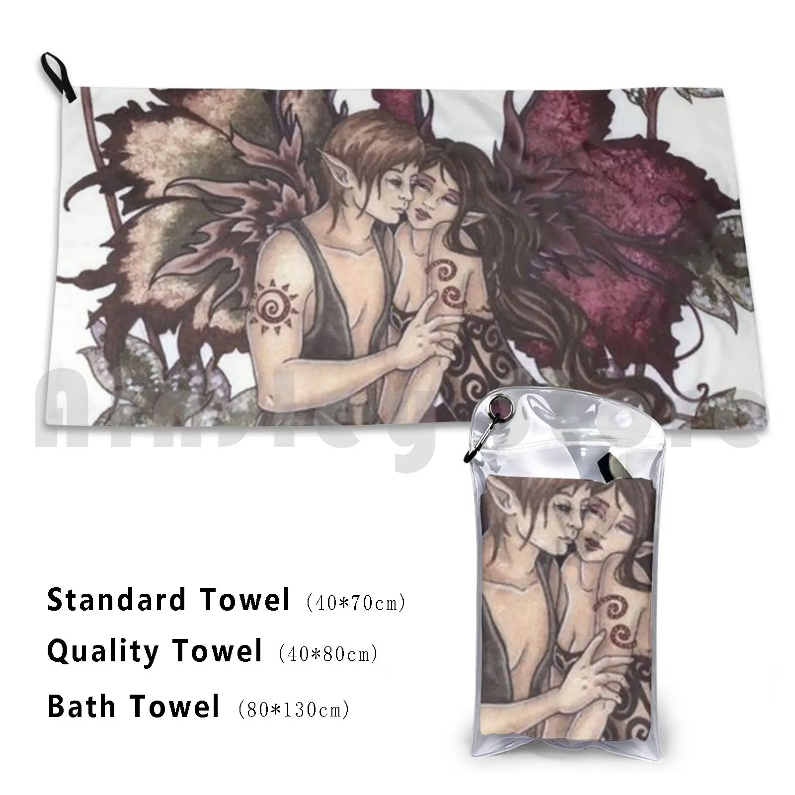 Lovers Custom Towel Bath Towel Fairy Fiction Amy Brown Amy Brown Art Angel The Fairy Sisters Companions