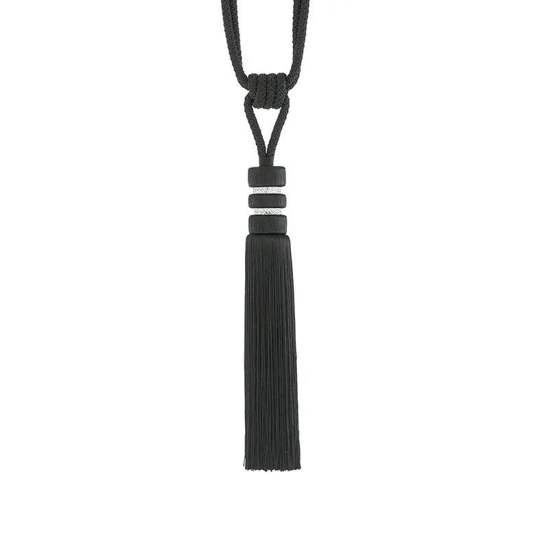Luxury Crystal Tassel Curtain TieBacks Black Window Drape Holder with Hanging Ball Decor Premium Home Decor Curtain Accessory