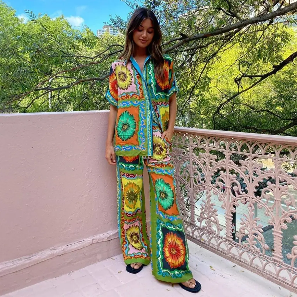 

Women's Autumn Casual Printed Loose Suit Two-Piece Set European And American Style Clothing from