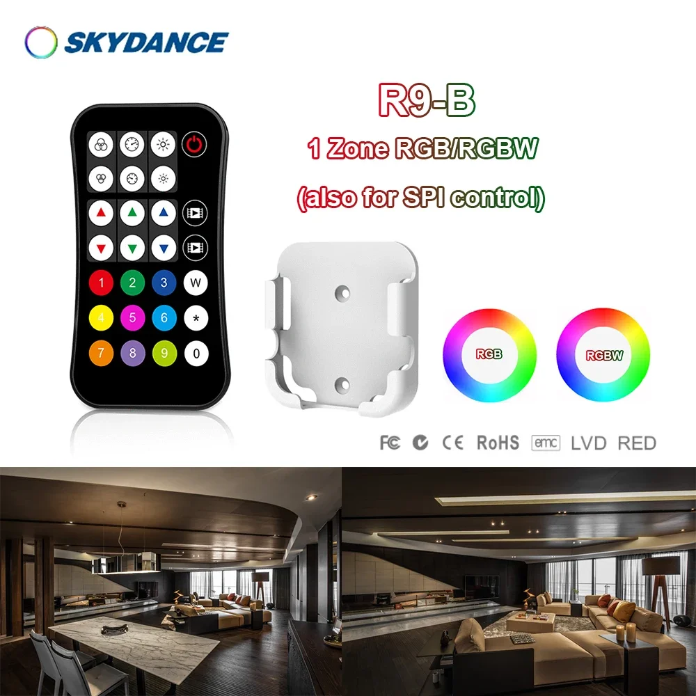 Escurecimento Interruptor Remoto para RGB, RGBW, SPI, LED Strip Light, Módulo Controlador Série SKYDANCE, R9, 1 Zone, 2.4GHzRF, 27key