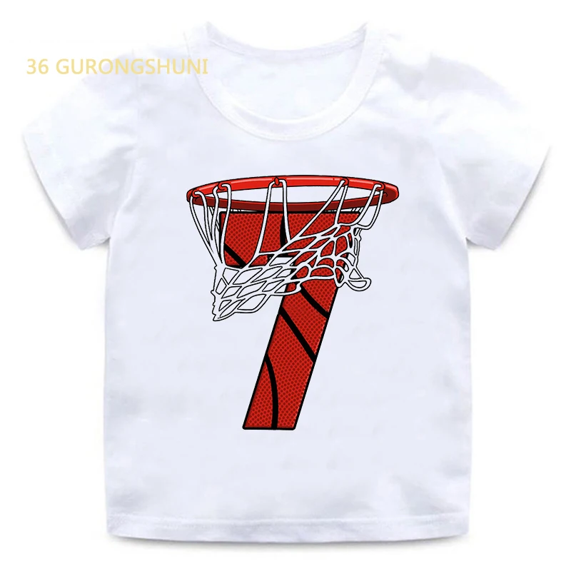 Children Tshirt Number Cartoon T Shirt Girls Tops Kids Clothes Boys T Shirts 1 2 3 4 5 6 7 Birthday T-shirts