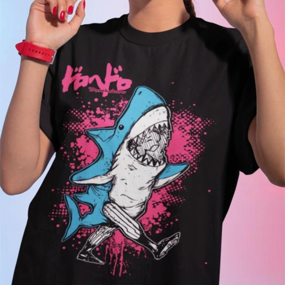 Ebisu Dorohedoro Shirt Caiman Manga En Anime Tee Vintage Art Graffiti Style Pink Blue Splash Paint Tshirt Fashion Men Women Tops