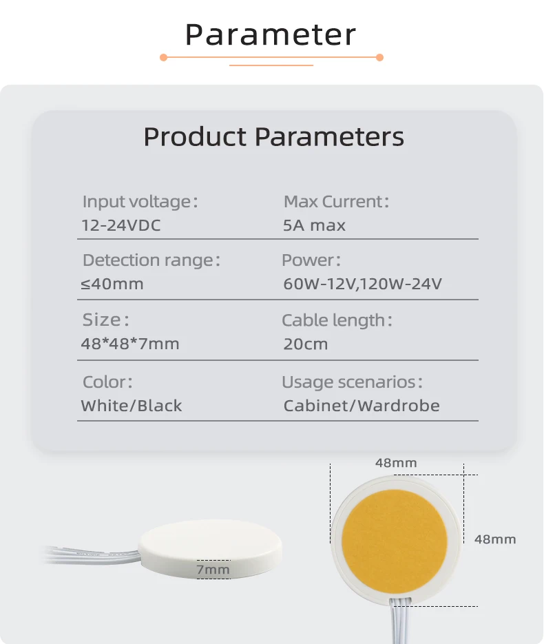 DC5V/12V/24V Verdeckter Touch-Sensor-Dimmer-Schalter 5A 60W für LED-Beleuchtung von Holzmöbeln – Detail 4