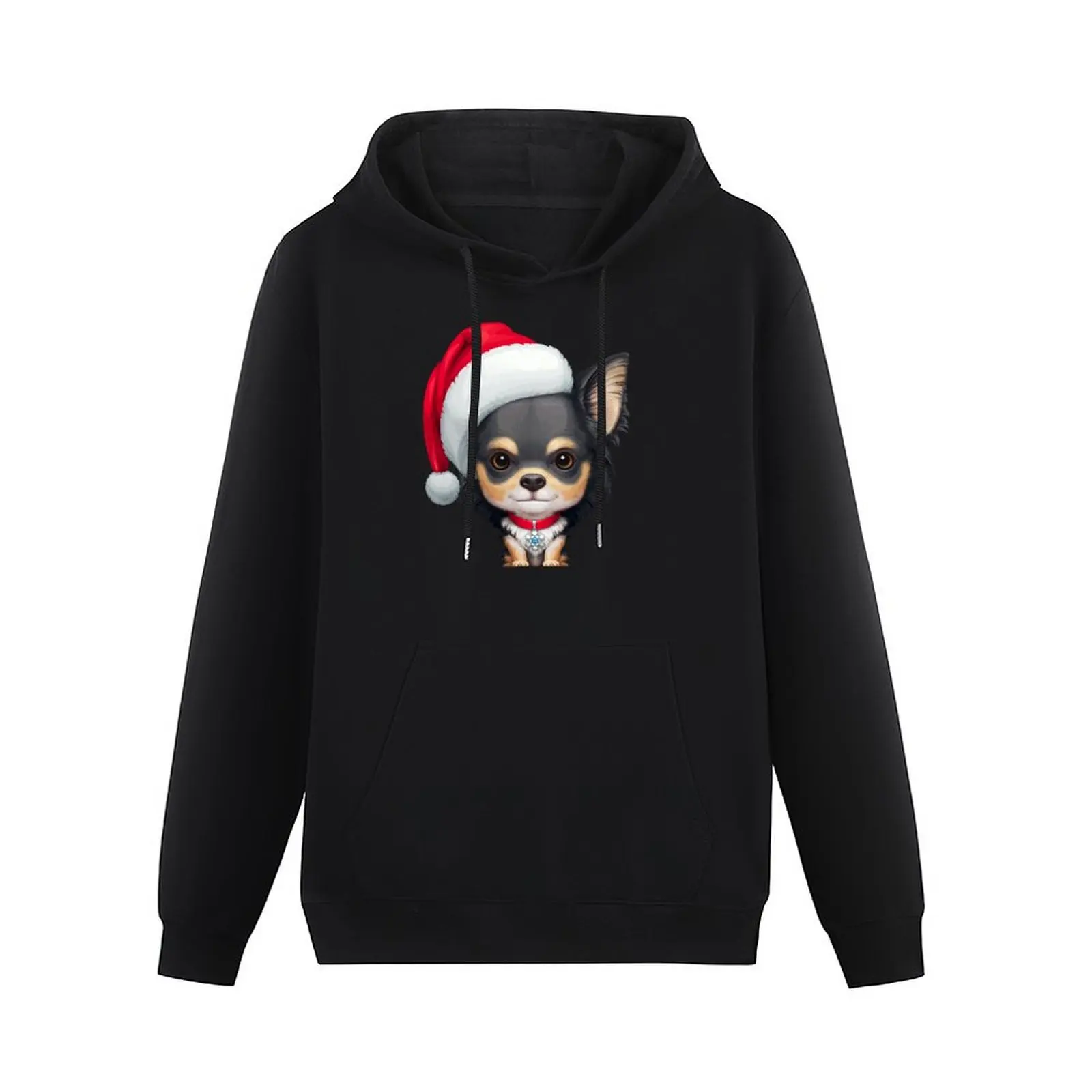 Long Coat Tricolor Chihuahua Dog Wearing Santa Hat Pullover Hoodie autumn jacket men new in hoodies & sweatshirts