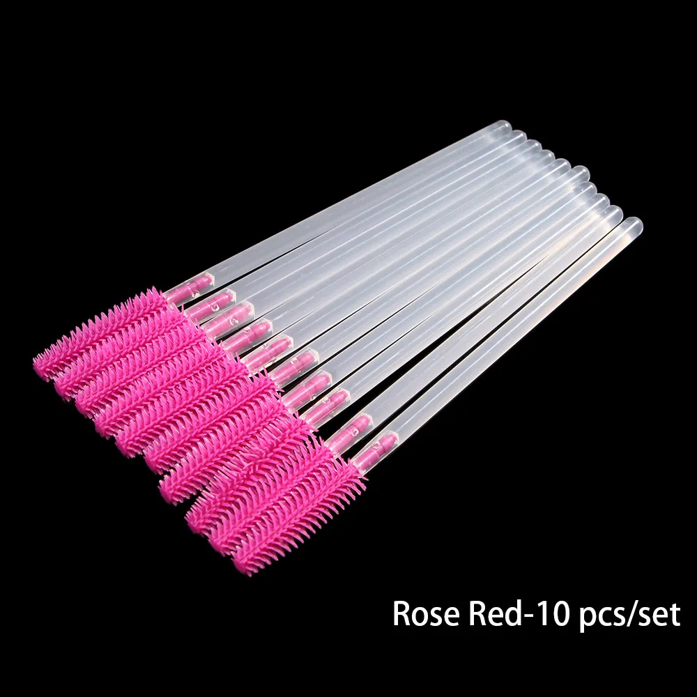 10 pièces/sset brosses cosmétiques Silicone pour Extension de cils bobines cils brosse à sourcils jetable Mascara baguette applicateur
