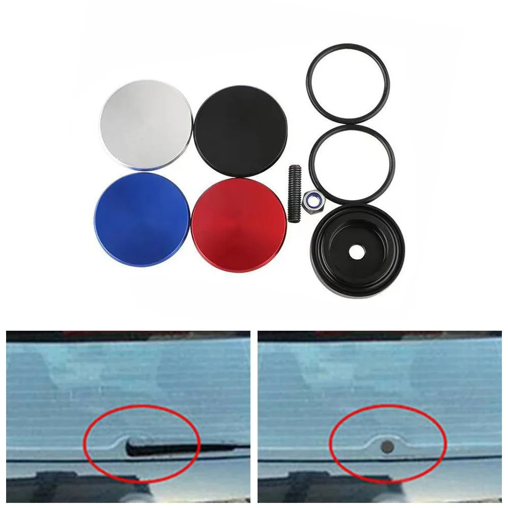 Aluminum Car Rear Wiper Delete Kit 30-40mm O-ring Seal Block Off Plug Cap Rear Window for Honda Civic/ Acura RSX DC5 Integra