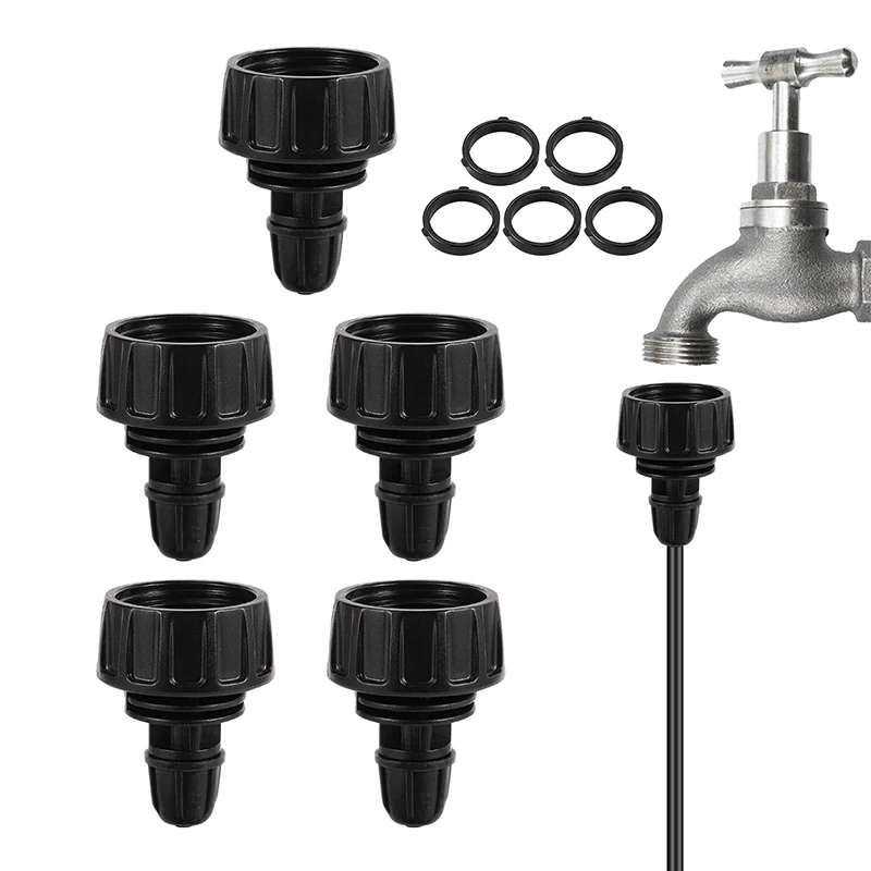 5pcs Garden Hose Adapter Lock Barbed Design For Garden Tap 3/4
