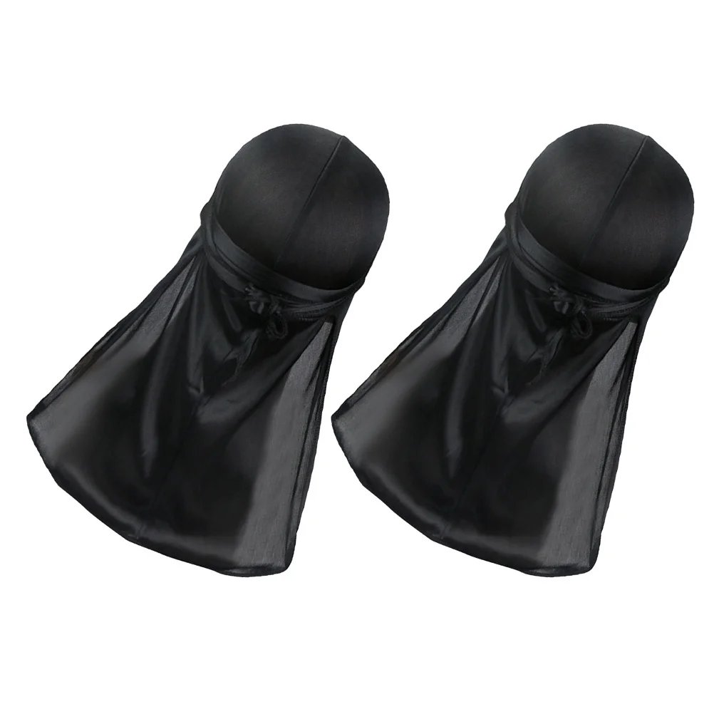 

2Pcs Pirate Bandana Headwraps Long Tail Elastic Breathable Durag Headscarf for Men Women Cosplay Party Accessories