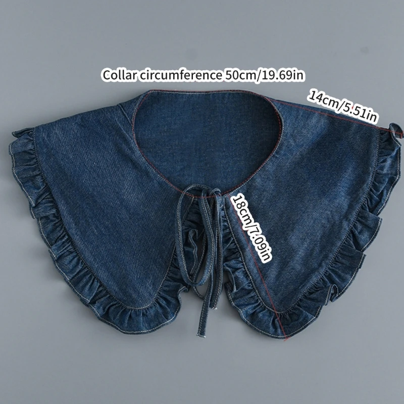 Mujer Color Azul Cuello Falso Cuello Plisado Desmontable Tamaño Ajustable