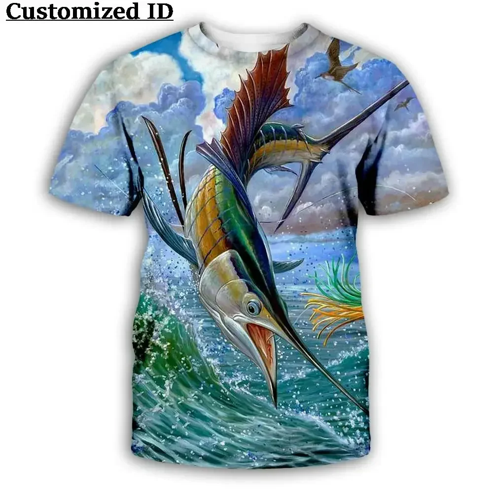 3D Fishing Printed T-shirt Men's Round Neck Quick Dry Top Summer New Outdoor Sports Breathable Short Sleeve Men's Clothing