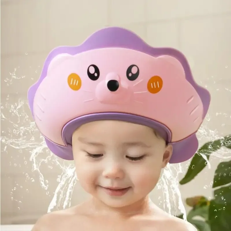 1pc/2pcs Cute Adjustable Baby Shower Cap, Sea Lion Shape Bath Cap Shield, Head Protector, Bath Visor Hat