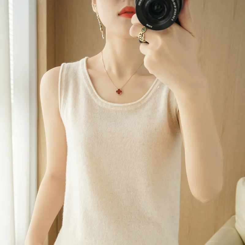 New Women Tank Tops Bottoming Shirts O-neck Sleeveless Spring Summer Tank Top Casual Solid Tank Korean Fashion Top Woman