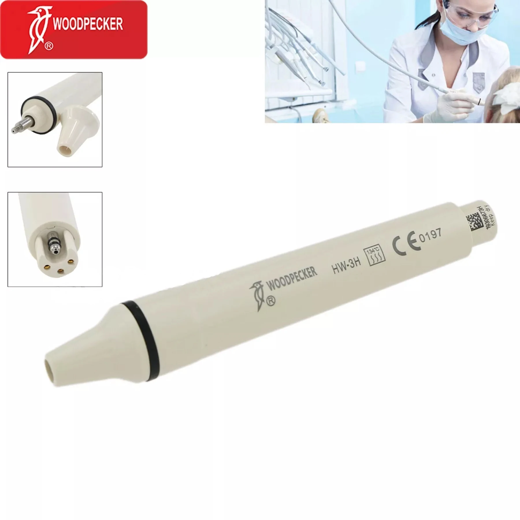 

Original Woodpecker HW-3H Without Light Ultrasonic Piezo Scaler Dental Handpiece Fit EMS Tips