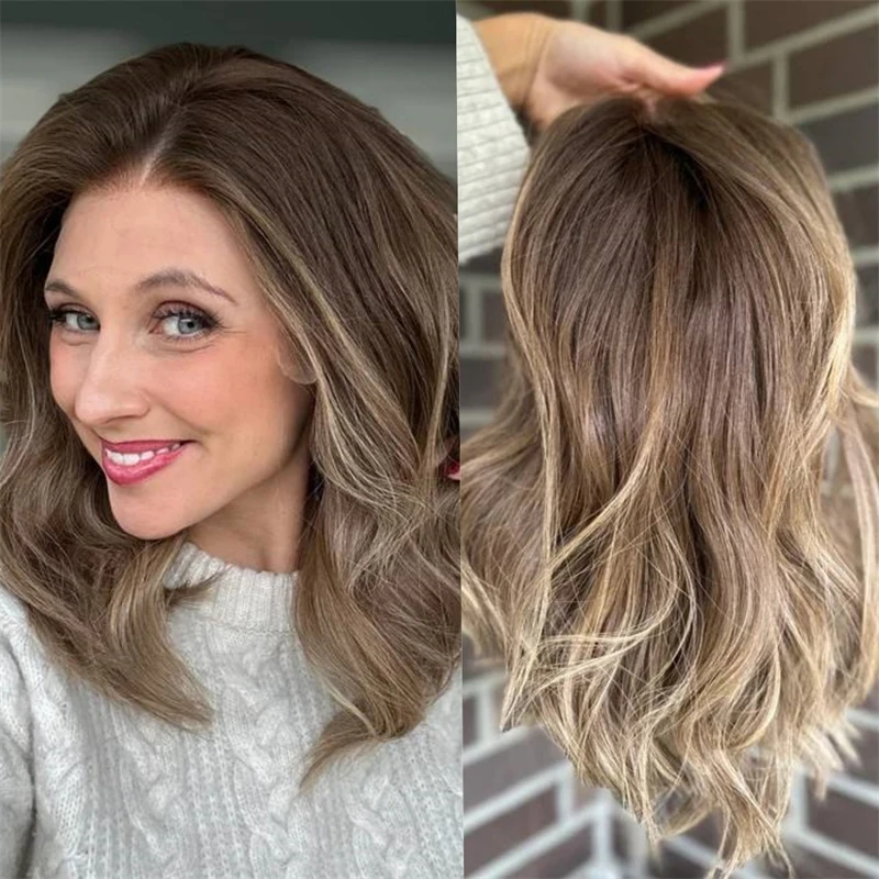 

Wig Woman Without Glue Synthetic Lace Front Wig Ombre Brown Blonde Synthetic Wig Short Wave Bob High Quality Wig Small Large Cap