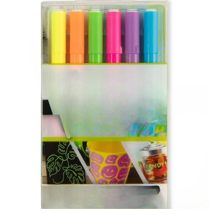 Neon Acrylic Markers Set, 6 Piece, 1.2mm Tip