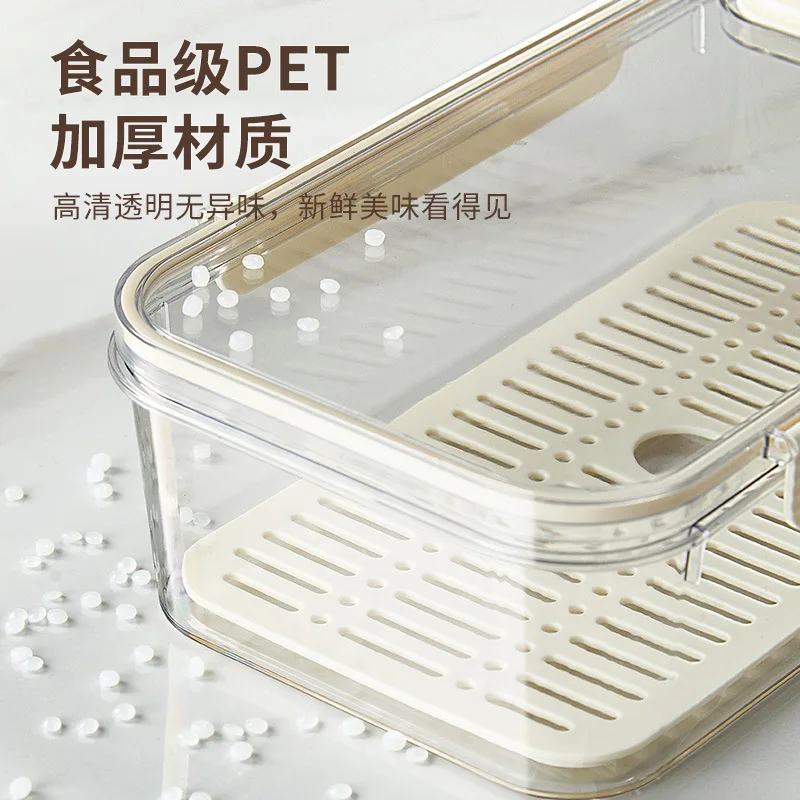 Trending Clear Plastic Kitchen Storage Box with Handle Sealed Vegetable Fruit Crisper for Refrigerator Food Grade Container