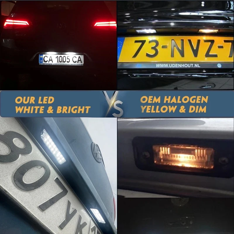 2x Canbus LED Tail License Plate Lights For Volkswagen Golf 4 5 6 7 EOS Lupo New Beetles Passat 4D R36 Passat CC Polo Phaeton