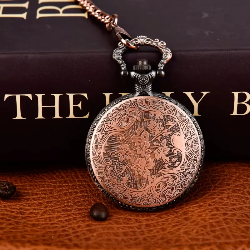 Ancient red pocket watch large thick chain retro castle pocket watch clamshell wall watch alloy pocket watch