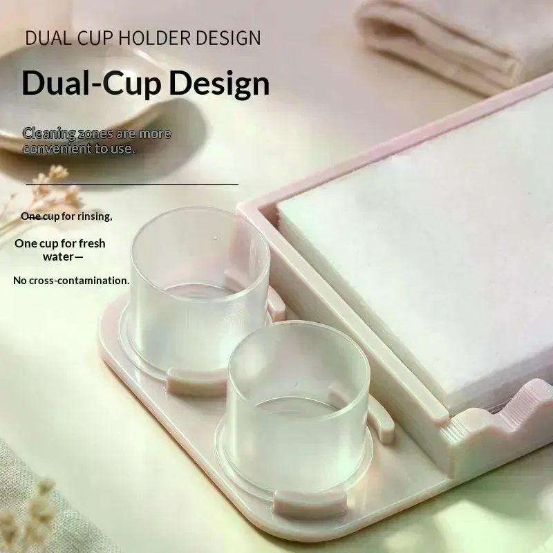 Non Slip Nail Brush Cleaning Tray Multi Functional Cotton Pads Nail Brushes Nail Art Cleaning Tool