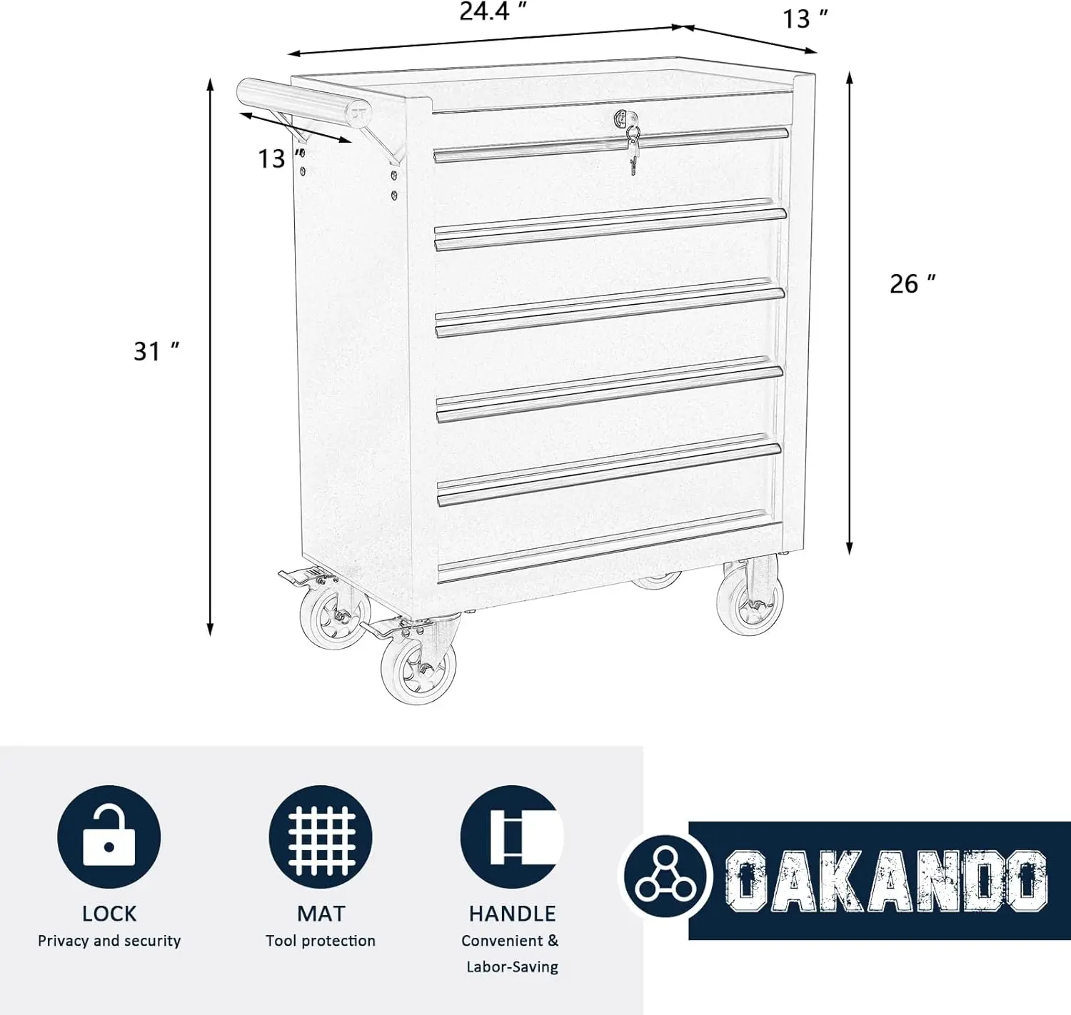 Tool Chest with Wheels,Tool Storage Cabinet With Locking System，Toolbox with Wheels for Garage, Warehouse, Workshop, Repair Shop