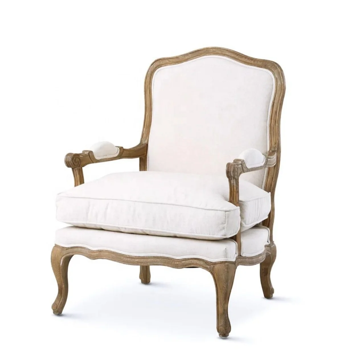 # High-quality French Fabric Wooden Armchair  Living Room Single Person Sofa Chair