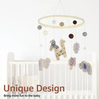 動物嬰兒床掛飾 木質懸掛式嬰兒床鈴 手工野生動物主題嬰兒房掛飾 軟木床鈴玩具 嬰兒床吊墜 6 最佳銷售 嬰兒床配件 - №1