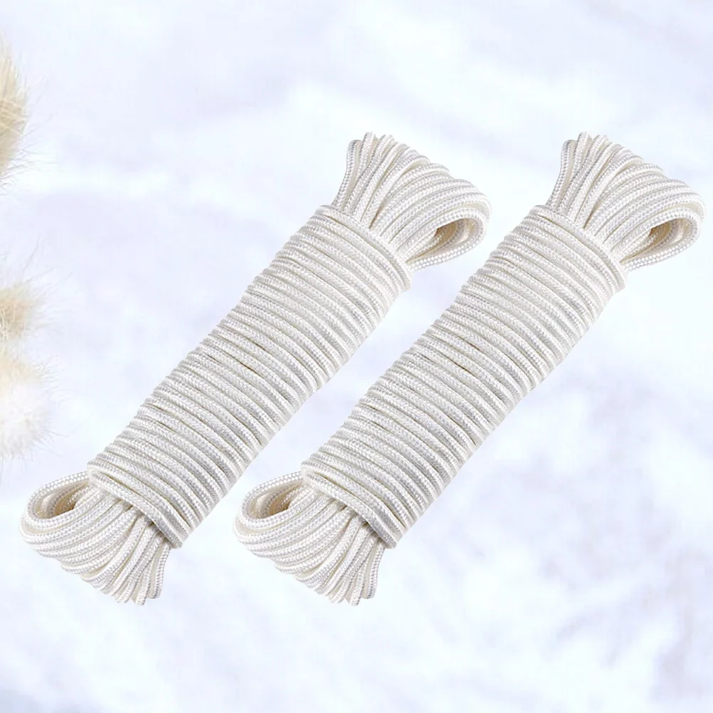 

2Pcs 4Mm 10M White Nylon Camping Rope Versatile Outdoor Utility Cord for Tent Guy Lines Bag Closure Pot Drying Travel Hiking