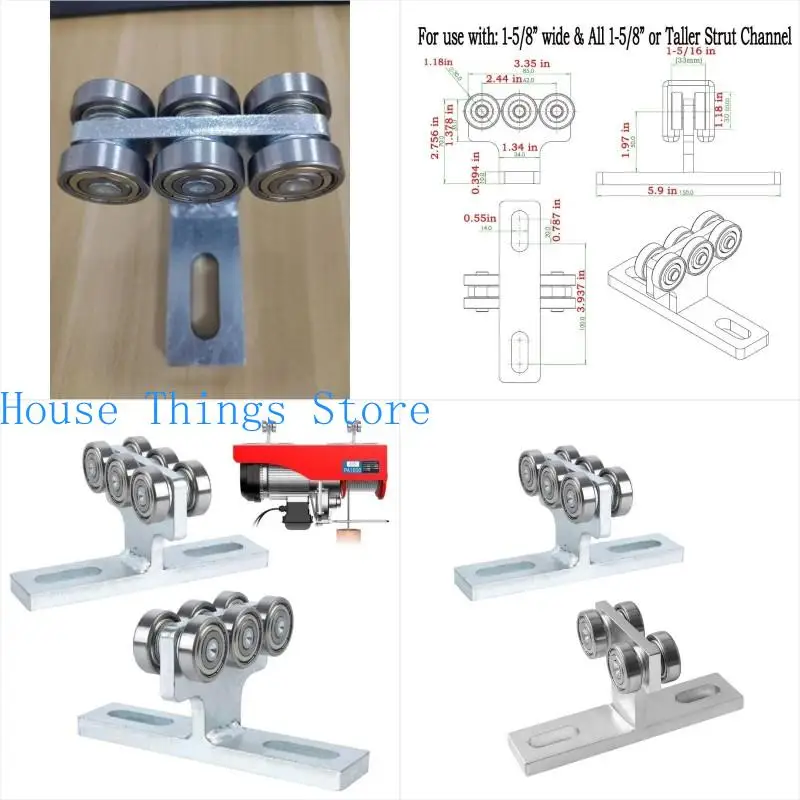 

652F T Type Pulley Track Wheel Trolley Assembly for Easy Installation Supports 540lbs