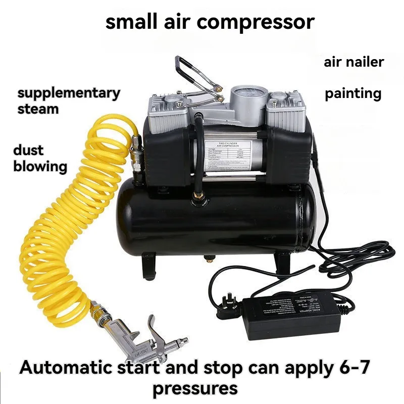 مضخة هواء مثبتة على السيارة 12 فولت/220 فولت 2.5L/4L منفاخ إطارات محمول دراجة نارية كهربائية مضخة هواء ضاغط هواء صغير #6