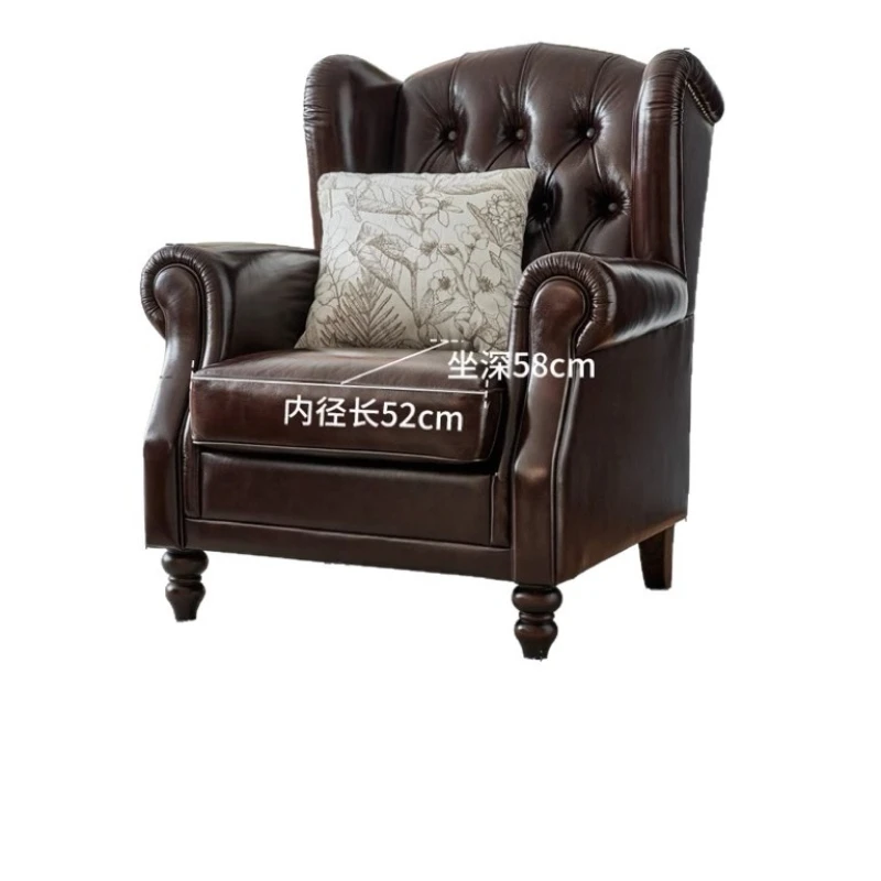 

American boss ch air tiger ch air retro leather single comfortable sof a living room bedroom high back office sofa