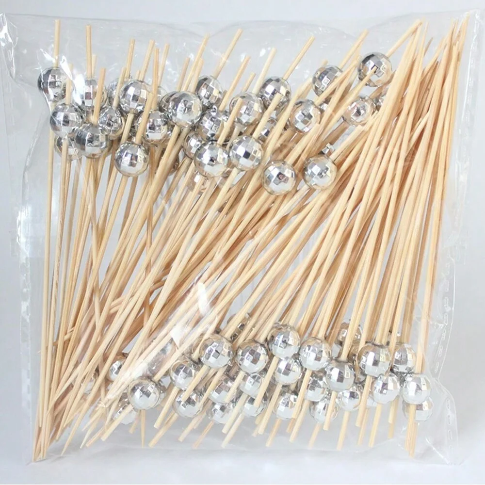 100 pcs/50 pcs Bamboe Fruit Vork Cocktail Prikker Spiesjes Wegwerp Fruit Vork Cocktail Prikkers Vorken Voedsel Picks bruiloft